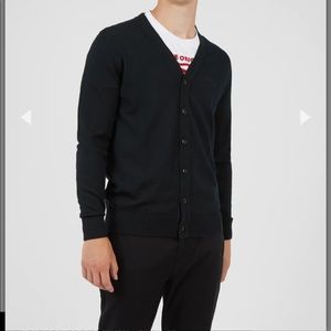 Ben Sherman, Signature Merino Wool Cardigan Sweater, black purple blend, large